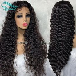 Curly Lace Front Human Hair Wigs Pre Plucked Hairline Virgin Brazilian Hair Glueless Full Lace Wigs With Baby Hair for Black Women302g