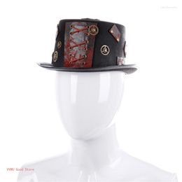 Berets Girls Steampunk Top Hat Halloween Costume Gothic With Metal Gear Decors