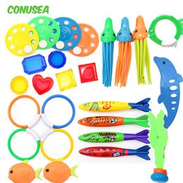 Sand Play Water Fun Kid Summer Shark fish Diving Toys Piscina per bambini Gioco Treasure Hunt Torpedo Ring Diamond Suit 230718