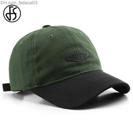 Ball Caps FS 2023 Fashion Khaki Men's Green Baseball cap Summer Sunshine Golf Hat Cotton Curve Brim Patch Working Bones Masculino Z230719