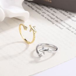 Zircon Airplane Adjustable Open Finger Rings for Women Korean Charming Fashion Jewelry Gift Wedding