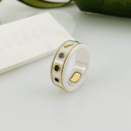 Rings designer ring ceramic gold rings with chip fashion jewelry 18K gold silver plated black white G letter Rings Jewelry designers for