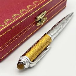 YAMALANG Luxury Classic Pen Brown Carved Decorative Pattern Barrel Ballpoint Pen Writing Smooth Office School Stationery252u