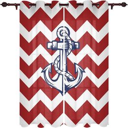 Curtain Home Nautical Anchor Curtains 2 Panel For Sliding Glass Door Bedroom Living Room Shading Thin Blinds Drapes