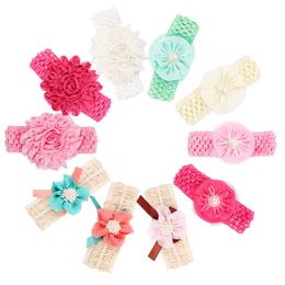 Baby Headband Hair Band Knitted Baby Hairband Chiffon Pearl Flower Headwear Hair Accessories