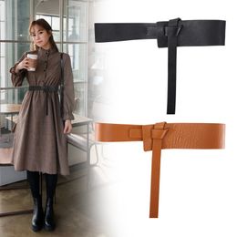 Neck Ties Soft Cowhide Wide Women's Belt for Ladies Overcoat Suit Sweater Decoration Knotted Black Camel Red Luxury Designer 230718