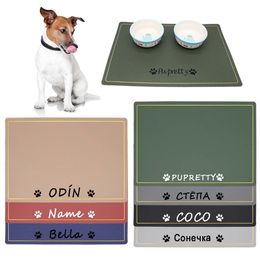 Cat Beds Furniture Waterproof Non slip Pet Feeding Mat For Dog Custom Phnom Penh Solid Colour Silicone Name ID Food Placemat Easy Washing Carry 230719