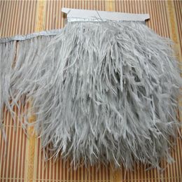 light grey ostrich feather trimming fringe ostrich feather fringe feather trim 5-6inch in width for sew craft custom281A