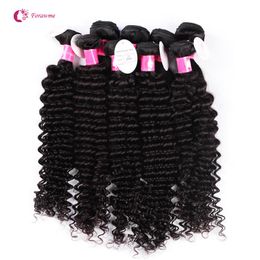 Whole 10bundles lot 8A Virgin Brazilian Deep Wave Weaves 1B Natural Black Virgin Human Hair Weft For Women251l
