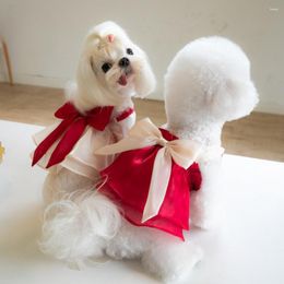 Dog Apparel Spring/Summer Streaming Yarn Skirt Bowknot Cute Strap Bichons Teddy Short Clothes For Small Dogs Pet