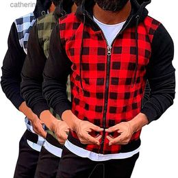 Men's Hoodies Sweatshirts New Man Plaid Patchwork Hood Sweatshirt Causal Long Sleeve Shirt Coat Zipper Plus Size Hoodies Hoodie Sudadera Hombre Moletom T230719
