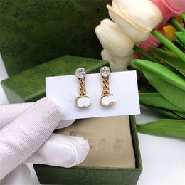 Luxury Stud Double Letter G Designer Brand ggity Earrings Vintage brass Crystal Stone Earring Women's Party Jewellery Gift Box 23452