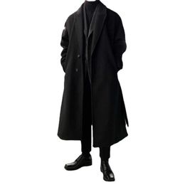 Men's Wool Blends New Style Men's High-quality Trench Coat In Autumn and Winter Suit Collar Single Breasted Solid Wool Coat Knee Length Coat HKD230718