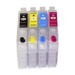 4-Color-set T220 T220XL Refillable Ink Cartridge for Epson XP-320 420 424 WF-2630 2650 2660 2750 2760 Without Chip268T