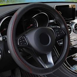 Car Steering Wheel Cover Skidproof Auto Steering- wheel Cover Anti-Slip Universal Embossing Leather Car-styling Fast delivery243F
