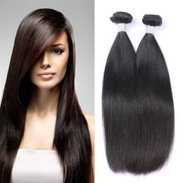 8A Natural Color 1B Brazilian Virgin Remy Human Hair Extensions Weave bundles Straight s Whole259E