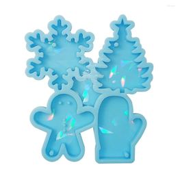 Baking Moulds Holographic Silicone Christmas Snowflower Tree Shaped Making Molds For DIY Handmade Uv Epoxy Earrings Pendants Keychain