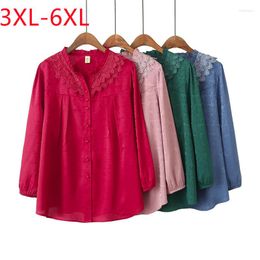 Women's Blouses 2023 Ladies Spring Summer Plus Size Tops For Women Large Blouse Long Sleeve V-neck Red Shirt 3XL 4XL 5XL 6XL