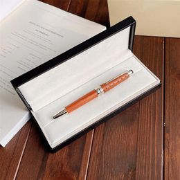 YAMALANG Luxury Pen Classic Round Solid Wood Signature Pens Noble Gift apricot tree Material Forging Comfortable Writing Good-Gift2389