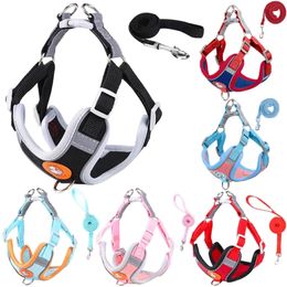 Dog Collars Leashes Pet Dog harness No Pull Breathable Reflective Dog harness and Leash Set Adjustable Harness Dog For kitten Puppy Pet accessories 230719