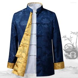 Men's Jackets Formal Chic Vintage Chinese Shirt Print Tang Suit Traditional Clothing For Daily Life