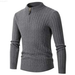 Men's Sweaters New Winter Men Sweater Half Zipper Pullovers Mens Warm Knitted Sweaters Pullover Slim Solid Colour Casual Male Knitting Sweaters L230719