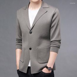 Men's Sweaters Cardigan Men Knitwear Blazers Coats Fashion Slim Fit Knitted Mens Jacket Korean Style Turn Down Collar Causal Clothing