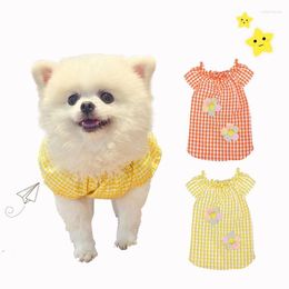 Dog Apparel Sweet Flowers Dresses Summer Breathable Pet Clothes Lattice Vest For Small Medium Dogs Costumes Terrier Ropa Perro