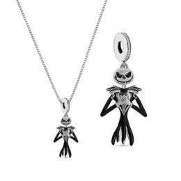 Fit Original Brand Charm Bracelet Authentic 925 Sterling Silver Black Jack Pumpkin Pendant Bead For Making Women Halloween Necklac303w