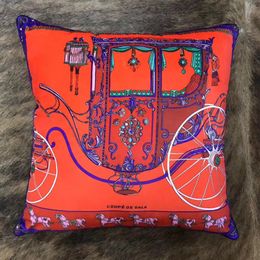 European 45*45cm Pillow Case Cover With Tassel Super Soft Velvet Double-sided Printing Carriage Sign Horse Designer Sofa Cushion Covers Pillowcase 2023071902