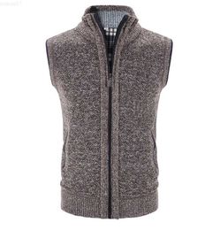 Men's Sweaters Autumn Winter Sweater Vest Men Thick Warm Sleeveless Cardigan Coat Knitted Vest Outerwear Zipper Sleevel Sweater Jacket Men Vest L230719