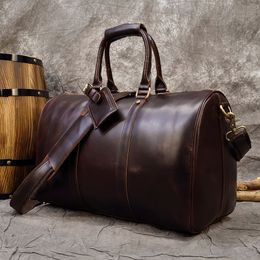 Duffel Bags MAHEU Fashion Oli Leather Travel Hand Luggages Men's Duffle Handbags For Travelling Business Tote Bag Brand Designer Bag For Men 230719