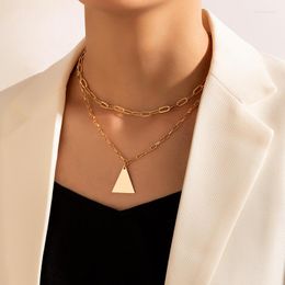 Pendant Necklaces Bohemian Simple Triangle Necklace For Women Clavicle Double Choker Metal Chains Party Jewelry Gifts 21051