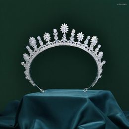 Hair Clips Floral Zircon Bridal Tiaras Headpiece Silver Color Crystal Wedding Crown Accessories Women Birthday Party Rhinestone