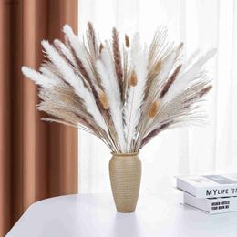 Dried Flowers Natural Dried Flower Bouquet White Pampas Grass Branches Boho Decor for Vase Home Decor Table Decorations for Home Party Weddin R230720