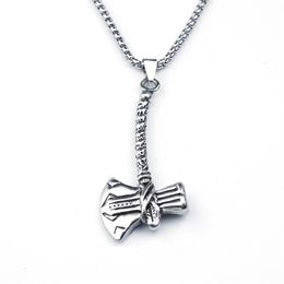 Chains Viking Men Pendant Necklace Nordic Mythology Silver Colour Design Rune Hatchet Bottle Opener Choker Charms2389