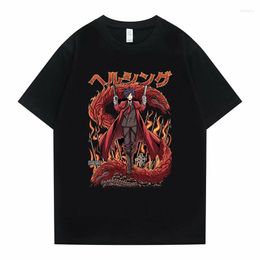 Men's T Shirts Anime Hellsing Ultimate Alucard Tshirt Men Women Vintage Oversized T-shirts Streetwear Male Gothic Vampire Horror Shirt
