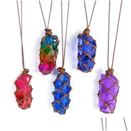 Pendant Necklaces Irregar Natural Crystal Stone Colorf Plated With Chain For Women Men Handmade Rope Braided Jewelry Drop Delivery Pe Dhhkd