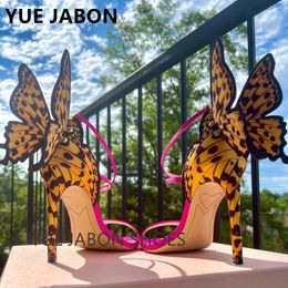 Sandals Women Sexy Butterfly High Heels Sandals Exquisite beautiful Wing Shoes Female Banquet Party Dress Shoes metallic embroidered 230719