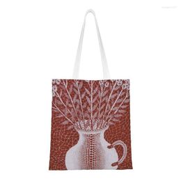 Shopping Bags Custom Yayoi Kusama Canvas Women Portable Groceries Flower In Pot Tote Shopper