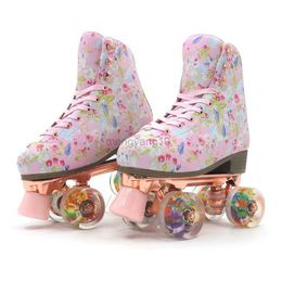 Inline Roller Skates High Quality Adult Pink 4 Wheels PU Roller Skates Shoes Patines Slinding Quad Training Sneakers Anti-skid and Wear-resistant HKD230720