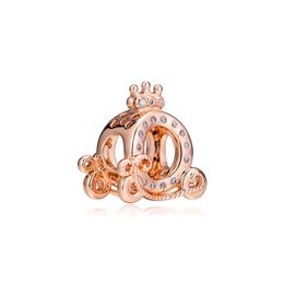 2019 Original 925 Sterling Silver Jewelry Crown Car Pink Beads Fits Pandora charm Bracelets Necklace for Women304E