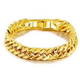 ROMAD Hip Hop Gold Chain Bracelet for Men 12mm Stainless Steel 24k Plated Fashion Jewellery Meal Female Charms Jewellery R4215M