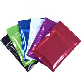 100pcs 10 sizes glossy foil flat tea zip lock bag plastic package mylar bags self seal poly packing pouch212S