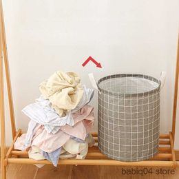 Storage Baskets Foldable Laundry Basket Large Capacity Round Dirty Clothes Storage Bag Hamper Collapsible Homehold Toy Basket Bucket Organiser R230720