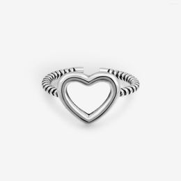 Cluster Rings Megin D S925 Sterling Silver Love Heart Simple Ins Vintage Boho For Women Girls Wedding Engagement Gift Jewellery