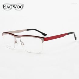 Sunglasses Frames Stainless Steel Eyeglasses Half Rim Optical Frame Prescription Spectacle Business Glasses For Men Strong Red Green Brown