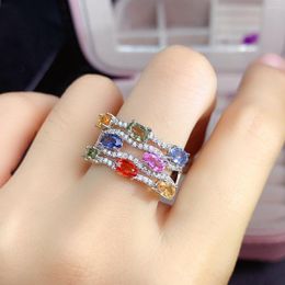 Cluster Rings Online Celebrity Live Broadcast Product Set Simulation Color Tourmaline Candy Platinum Ring