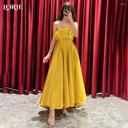 Party Dresses LORIE High / Low Solid Formal Evening For Wedding Ruched Off Shoulder A-Line Prom Dress Bridesmaid Gowns Saudi