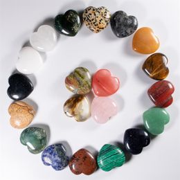 Charms High quality Love heart-shaped Stone Beads 30mm Natural stone non-porous DIY Jewelry making whole 12pcs lot shippi198A